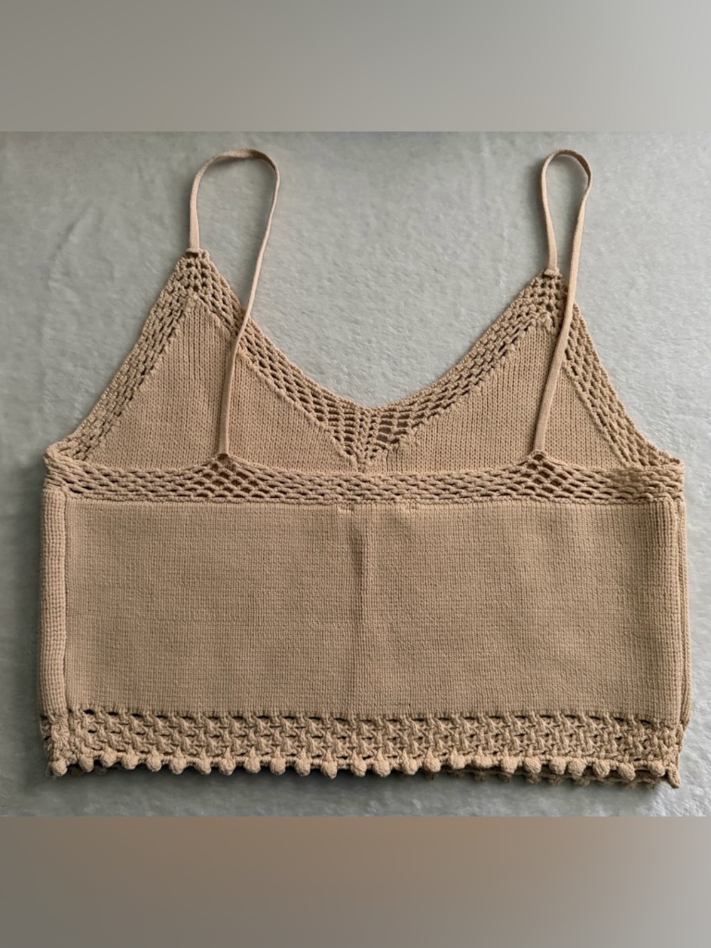 American Eagle Outfitters Tan AE Studio Knit Crochet Top - Picture 5 of 11